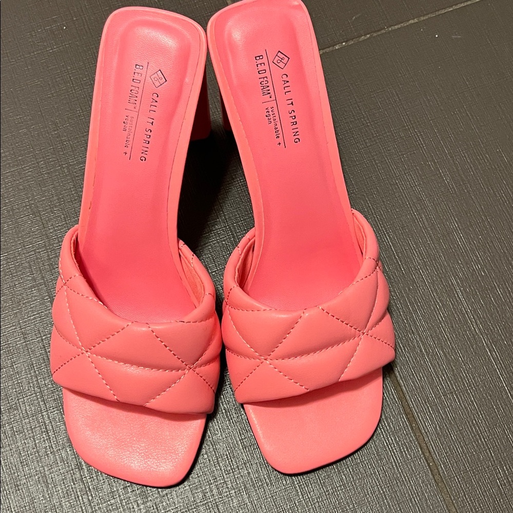 Call It Spring Coral Quilted Heels